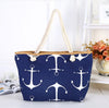 Women Large Capacity Summer Bag Hemp Rope Straw Weave Printed Anchor Canvas Bag Shopping Big Tote Beach Bag