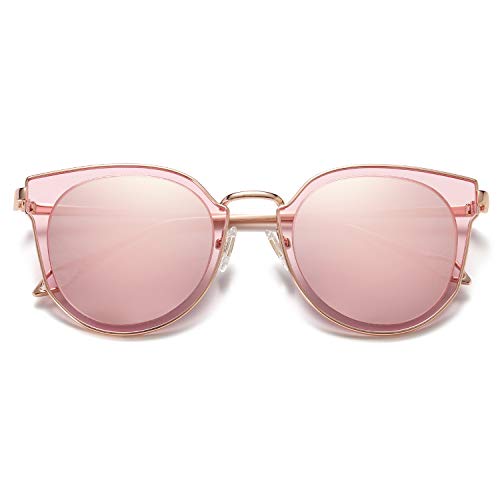 Sojos Fashion Round Polarized Sunglasses for Women UV400 Mirrored Lens SJ1057