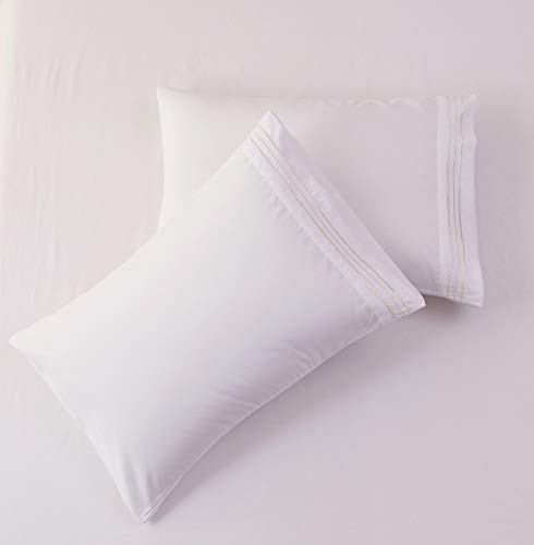 SONORO KATE Bed Sheet Set Super Soft Microfiber 1800 Thread Count Luxury Egyptian Sheets 18-Inch Deep Pocket Wrinkle and Hypoallergenic-4 Piece(King White)