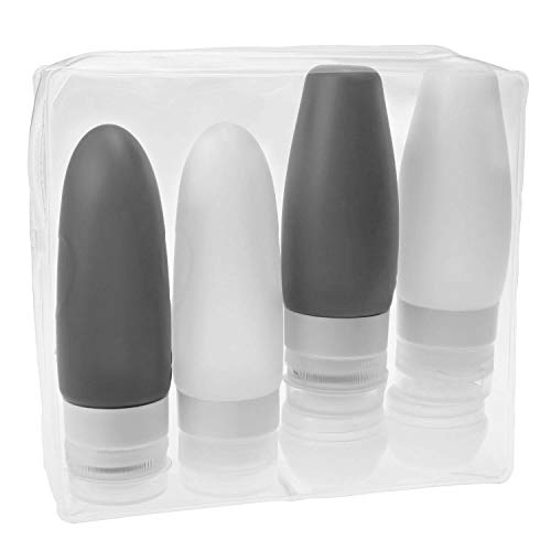 Urvoix Travel Bottles, Travel Size Containers - 3 oz Leakproof Silicone Refillable Squeezable Tube with TSA Quart Bag for Shampoo Conditioner Lotion Hand Sanitizer(4 Pack)