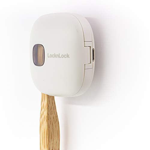 Lock & Lock UV-C Automatic Premium Toothbrush Sanitizer, Antibacterial Germ Free Sterilizer for Toothbrush, Compatible with All Brush Head, for Home and Travel USB Rechargeable Battery (Single, Gray)