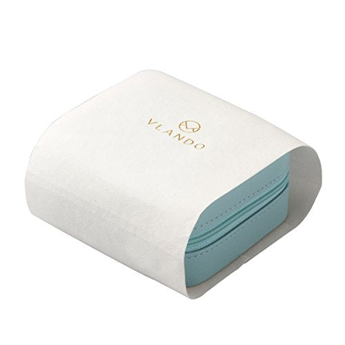 Vlando Small Travel Jewelry Box Organizer Display Case for Girls Women Gift Rings Earrings Necklaces Storage, Blue