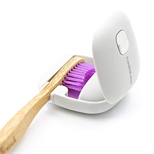 Lock & Lock UV-C Automatic Premium Toothbrush Sanitizer, Antibacterial Germ Free Sterilizer for Toothbrush, Compatible with All Brush Head, for Home and Travel USB Rechargeable Battery (Single, Gray)