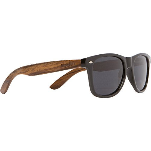Wood Sunglasses with Polarized Lens in Bamboo Tube Packaging Woodies (Walnut)