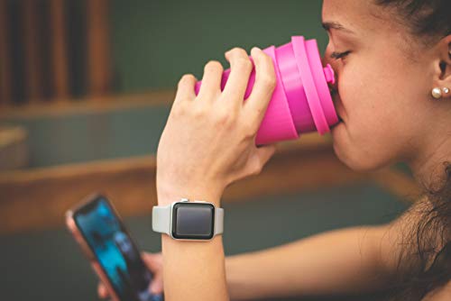 Joe Cup Premium Organic Reusable Bamboo Coffee Cup, Coffee Mug with Quick Seal Spill Stopper (Pink, 12 oz)