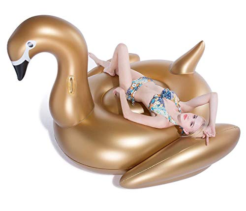 Jasonwell Giant Inflatable Golden Swan Pool Float Inflatable Party Float Toy with Fast Valves Swimming Pool Lounge Raft Toys Adults & Kids