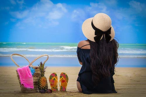 Womens Floppy Summer Sun Beach Straw Hats Accessories Wide Brim SPF 50 Crushable 56-58cm Beige