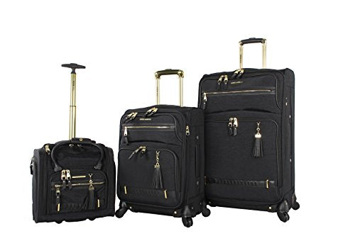 Steve Madden Designer Luggage Collection- 3 Piece Softside Expandable Lightweight Spinner Suitcases- Travel Set Includes Under Seat Bag, 20-inch