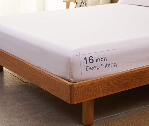 SONORO KATE Bed Sheet Set Super Soft Microfiber 1800 Thread Count Luxury Egyptian Sheets 18-Inch Deep Pocket Wrinkle and Hypoallergenic-4 Piece(King White)