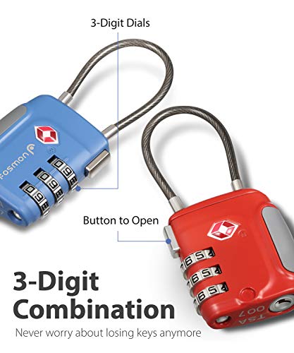 TSA Approved Cable Luggage Locks (4 Pack)
