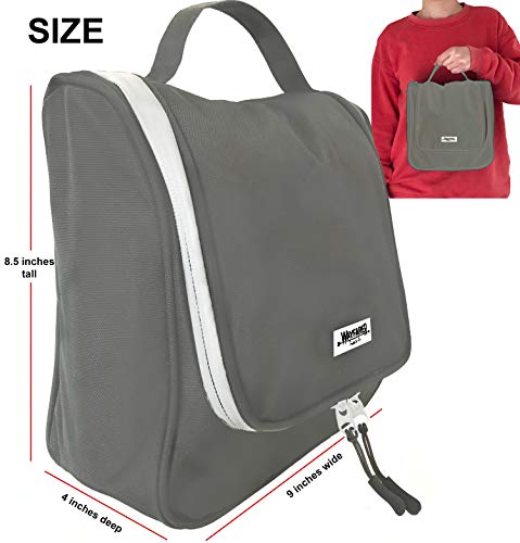 WAYFARER SUPPLY Hanging Toiletry Bag for Women: Pack-it-flat Travel Bag w Jewelry Organizer Fits Full Sized Travel Accessories, Grey