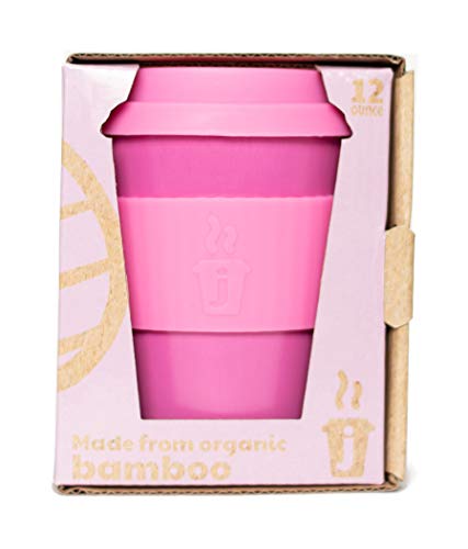 Joe Cup Premium Organic Reusable Bamboo Coffee Cup, Coffee Mug with Quick Seal Spill Stopper (Pink, 12 oz)