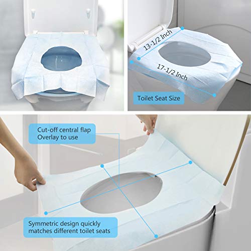 Disposable Toilet Seat Covers - 30 Counts Travel Set Waterproof Individually Wrapped Portable Travel Toilet Seat Covers for Adults Kids Toddler Potty Training Public Toilet Cruise Plane Train, 3 Packs
