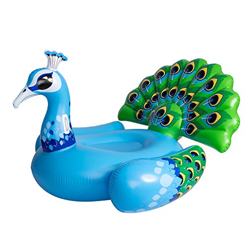 JOYIN Inflatable Peacock Pool Float, Fun Beach Floaties, Swim Party Toys, Pool Island, Summer Pool Raft Lounge for Adults & Kids