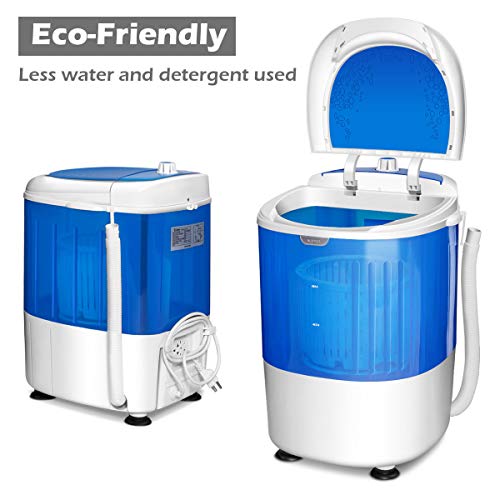 Washing Machine, Electric Compact Laundry Machines Portable Durable Design Washer Energy Saving, Rotary Controller and Washer Spin Dryer(Blue)