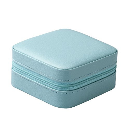Vlando Small Travel Jewelry Box Organizer Display Case for Girls Women Gift Rings Earrings Necklaces Storage, Blue
