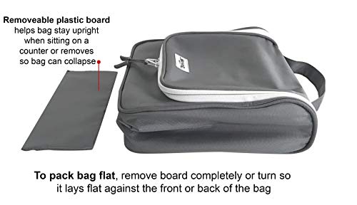 WAYFARER SUPPLY Hanging Toiletry Bag for Women: Pack-it-flat Travel Bag w Jewelry Organizer Fits Full Sized Travel Accessories, Grey