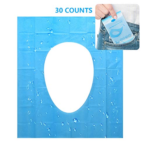 Disposable Toilet Seat Covers - 30 Counts Travel Set Waterproof Individually Wrapped Portable Travel Toilet Seat Covers for Adults Kids Toddler Potty Training Public Toilet Cruise Plane Train, 3 Packs