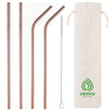 VEHHE Metal Straws Reusable Stainless Steel Straws Drinking 4 Set - Ultra Long 10.5" Cleaning Brush for 20/30 Oz for Yeti RTIC SIC Ozark Trail Tumblers(Rosegold) …