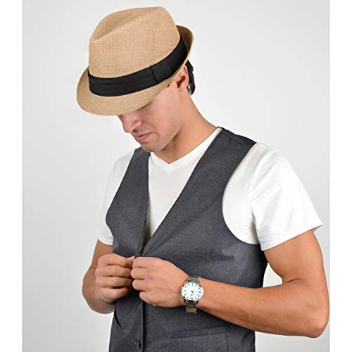 WESTEND Unisex Summer Short Brim Fedora - Hats for Men & Women + Panama Hats & Straw Hats
