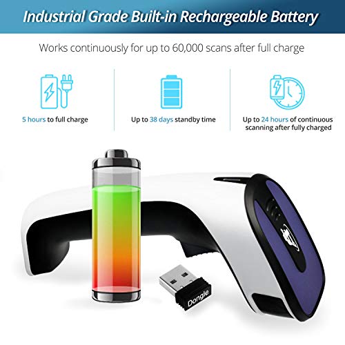 ScanAvenger Portable Wireless Bluetooth Barcode Scanner: 3-in-1 Hand Scanners - Cordless, Rechargeable 1D and 2D Scan Gun for Inventory Management - Wireless, Handheld, USB Bar Code/QR Code Reader
