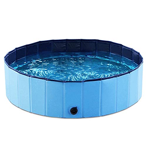 Jasonwell Foldable Dog Pet Bath Pool Collapsible Dog Pet Pool Bathing Tub Kiddie Pool for Dogs Cats and Kids (32inch.D x 8inch.H, Blue)