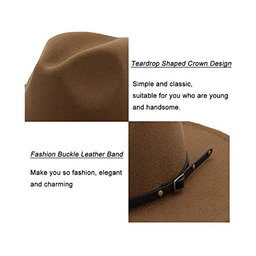 Lisianthus Women Belt Buckle Fedora Hat Dark-Camel