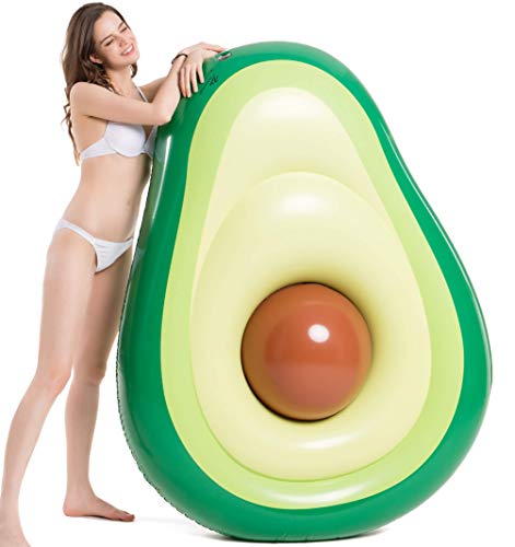 Jasonwell Inflatable Avocado Pool Float Floatie with Ball Water Fun Large Blow Up Summer Beach Swimming Floaty Party Toys Lounge Raft for Kids Adults