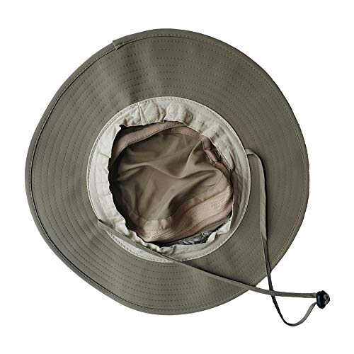 EONPOW Windproof Fishing Hats UPF50+ UV Protection Sun Cap Outdoor Bucket Mesh Hat 56-61cm Dark-Khaki