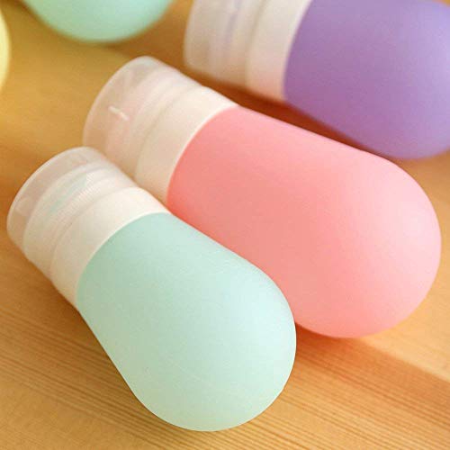 Portable Travel Bottles Set, AMMAX Leak Proof Squeezable Silicon Tubes Travel Size Toiletries Containers, TSA Carry On Approved Refillable Travel Accessories for Shampoo Liquids 4 Pack (3 fl. oz)