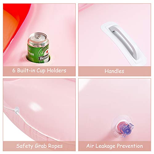 Goplus Island Giant Flamingo Float, Swimming Pool Raft Lounge for Adults & Kids, Inflatable Toy for Summer Pool Party, Beach Toys Large Pool Floats for up to 6 People (Flamingo)