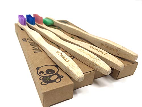 Bamboo Toothbrush, Eco Friendly & Natural, Soft Bristle Tooth brush, BPA Free, Wooden Toothbrushes, Zero Waste Products, Organic, Vegan, Non Plastic, Environmental (Adult 4 Pack)