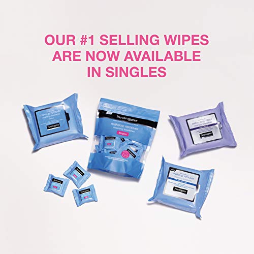 Neutrogena Makeup Remover Cleansing Towelette Singles, Daily Face Wipes to Remove Dirt, Oil, Makeup & Waterproof Mascara, Individually Wrapped, 20 ct