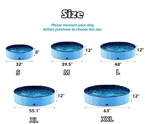 Jasonwell Foldable Dog Pet Bath Pool Collapsible Dog Pet Pool Bathing Tub Kiddie Pool for Dogs Cats and Kids (39.5inch.D x 11.8inch.H, Blue)