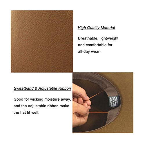 Lisianthus Women Belt Buckle Fedora Hat Dark-Camel