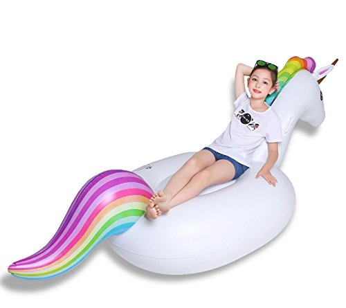 Jasonwell Big Inflatable Unicorn Pool Float Floatie Ride On with Fast Valves Large Blow Up Beach Swimming Pool Party Lounge Raft Toys Kids Adults