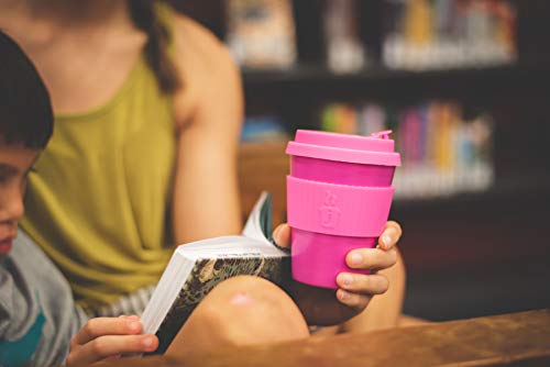 Joe Cup Premium Organic Reusable Bamboo Coffee Cup, Coffee Mug with Quick Seal Spill Stopper (Pink, 12 oz)