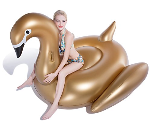 Jasonwell Giant Inflatable Golden Swan Pool Float Inflatable Party Float Toy with Fast Valves Swimming Pool Lounge Raft Toys Adults & Kids