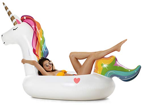 Vickea Giant Inflatable Unicorn Pool Float Outdoor Swimming Pool Floaties Lounge for Adults