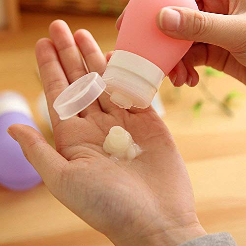 Portable Travel Bottles Set, AMMAX Leak Proof Squeezable Silicon Tubes Travel Size Toiletries Containers, TSA Carry On Approved Refillable Travel Accessories for Shampoo Liquids 4 Pack (3 fl. oz)