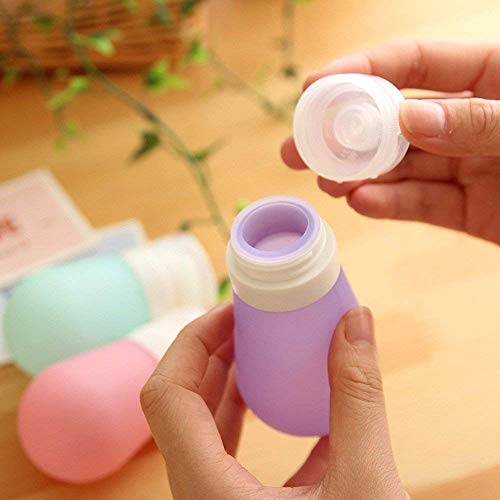 Portable Travel Bottles Set, AMMAX Leak Proof Squeezable Silicon Tubes Travel Size Toiletries Containers, TSA Carry On Approved Refillable Travel Accessories for Shampoo Liquids 4 Pack (3 fl. oz)