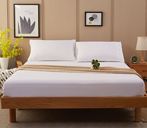 SONORO KATE Bed Sheet Set Super Soft Microfiber 1800 Thread Count Luxury Egyptian Sheets 18-Inch Deep Pocket Wrinkle and Hypoallergenic-4 Piece(King White)