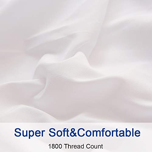 SONORO KATE Bed Sheet Set Super Soft Microfiber 1800 Thread Count Luxury Egyptian Sheets 18-Inch Deep Pocket Wrinkle and Hypoallergenic-4 Piece(King White)