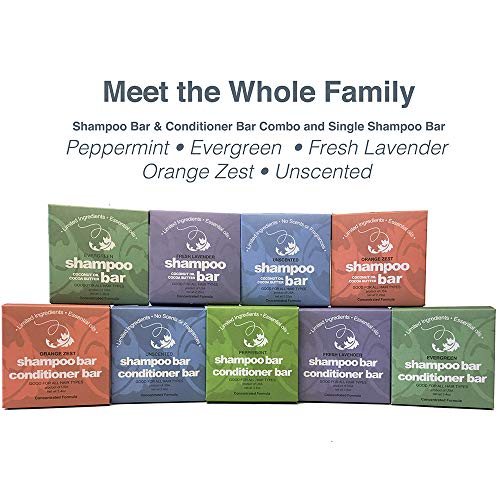 Whiff Shampoo Bar & Conditioner Bar (Fresh Lavender) FRESH LAVENDER: Limited Ingredients; Made USA, Rich lather, Essential Oils; FREE of harmful Fragrances, and Colorings, Concentrated Formula