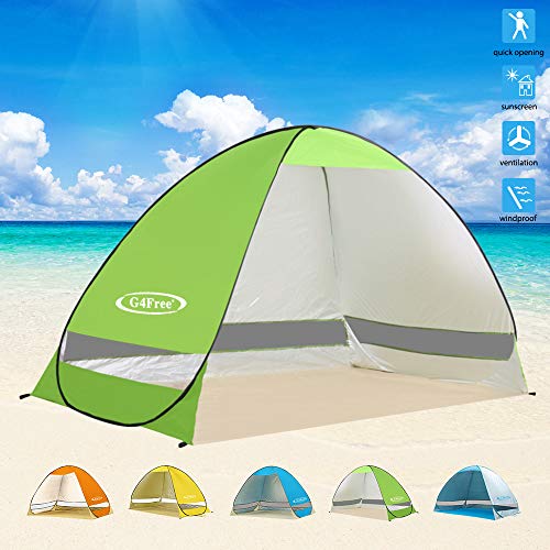G4Free Large Pop up Beach Tent for 3-4 Person E-Green with Double Doors