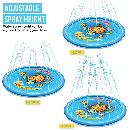 Inflatable Splash Pad Sprinkler for Kids Toddlers, Kiddie Baby Pool, Outdoor Games Water Mat Toys - Baby Infant Wadin Swimming Pool - Fun Backyard Fountain Play Mat for 1 -12 Year Old Girls Boys (68
