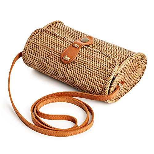 New Rattan Bags for Women - Handmade Wicker Woven Purse Handbag Circle Boho Bag Bali