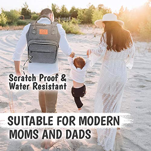 Diaper Bag Backpack - Large Waterproof Travel Baby Bags (Classic Gray)