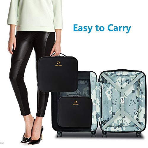 Relavel Travel Makeup Train Case Makeup Cosmetic Case Organizer Portable Artist Storage Bag with Adjustable Dividers for Cosmetics Makeup Brushes Toiletry Jewelry Digital Accessories Black