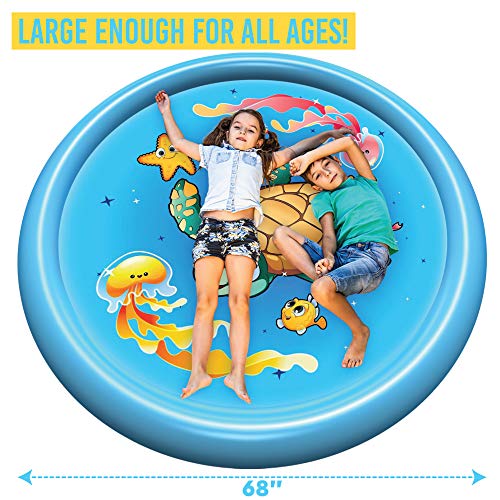 Inflatable Splash Pad Sprinkler for Kids Toddlers, Kiddie Baby Pool, Outdoor Games Water Mat Toys - Baby Infant Wadin Swimming Pool - Fun Backyard Fountain Play Mat for 1 -12 Year Old Girls Boys (68